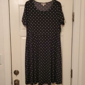 Woman Within Short Sleeve Polka Dot Dress Size 14 16 Black